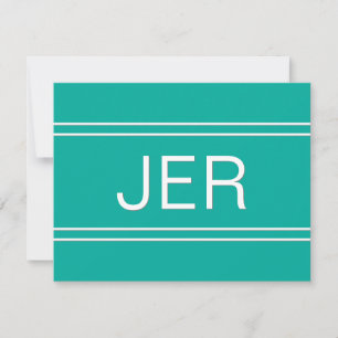 Tarjeta Pequeña Teal Popular Personalizado con Monograma de Nombre