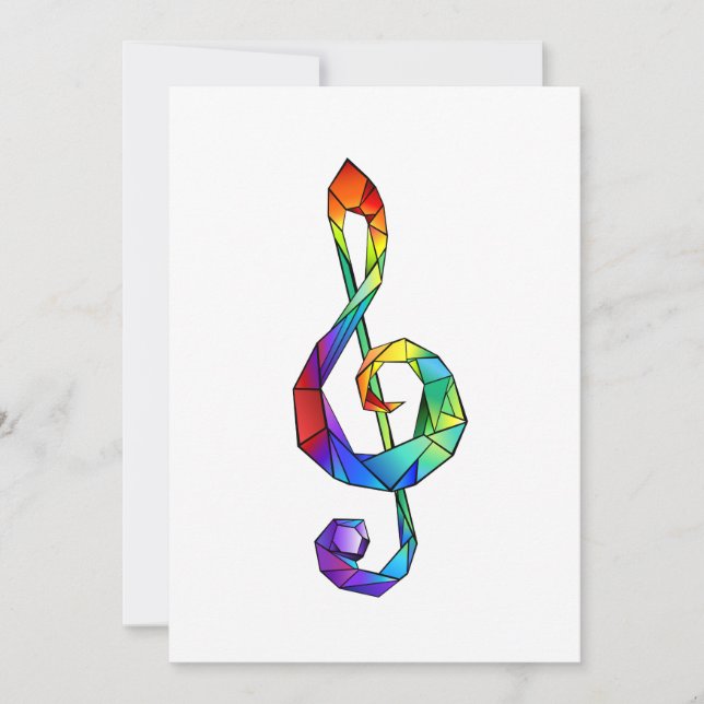 Tarjeta Pequeña Tecla musical arcoiris tremendo clef (Anverso)
