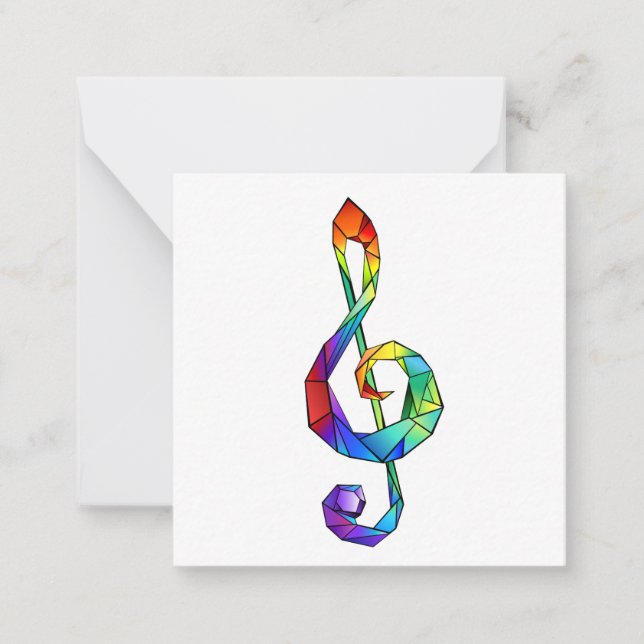 Tarjeta Pequeña Tecla musical arcoiris tremendo clef (Anverso)