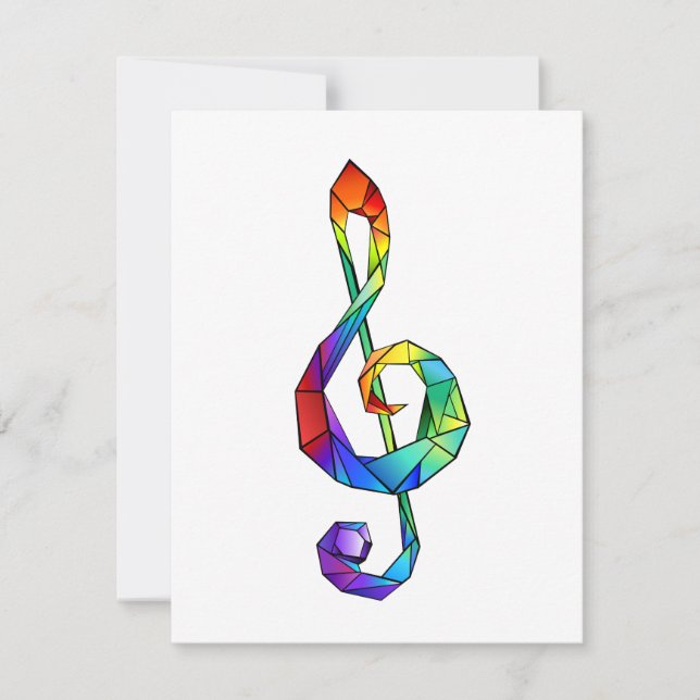 Tarjeta Pequeña Tecla musical arcoiris tremendo clef (Anverso)