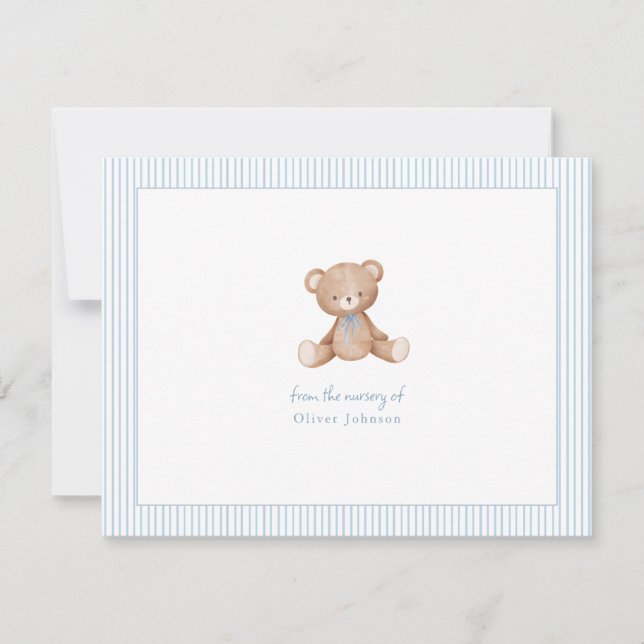 Tarjeta Pequeña Teddy Bear Baby Boy Baby Shower (Anverso)
