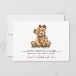 Tarjeta Pequeña Teddy Bear Baby Shower Gracias