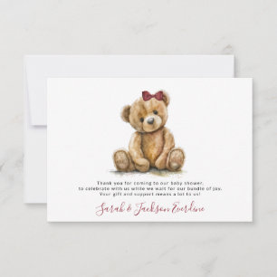 Tarjeta Pequeña Teddy Bear Baby Shower Gracias