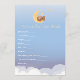 Tarjeta Pequeña Teddy Bear Moon Baby Shower Prediction 
