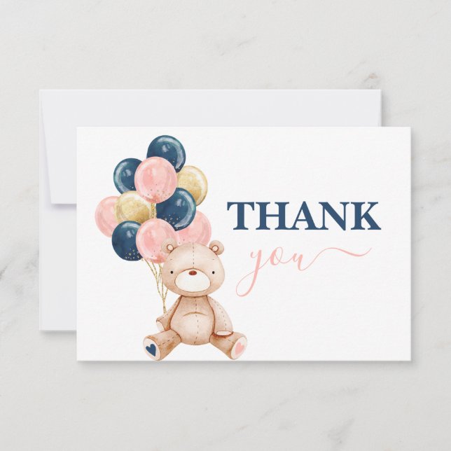 Tarjeta Pequeña Teddy Bear revela gracias (Anverso)