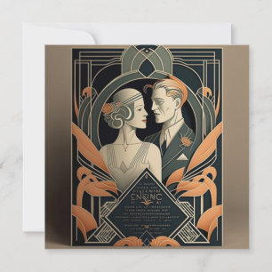 Tarjeta Pequeña Tema boda Art Deco