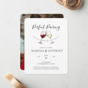 Tarjeta Pequeña Tema de copa de vino de pareja perfecta para fiest
