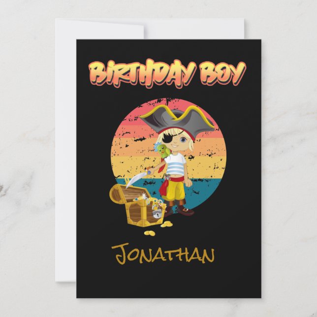 Tarjeta Pequeña Tema de cumpleaños de Cute Pirate Boy (Anverso)