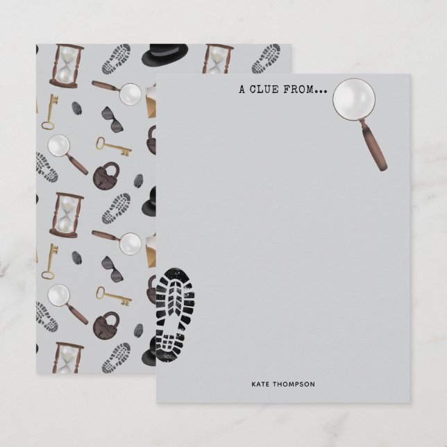 Tarjeta Pequeña Tema de detective espía agente secreto Kids Myster (Anverso / Reverso)