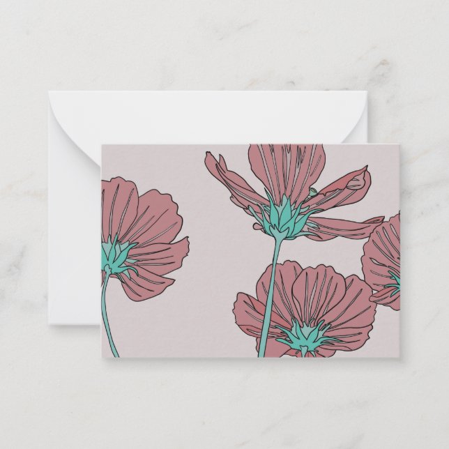 Tarjeta Pequeña Tema de flores, diseño de amapola (Anverso)