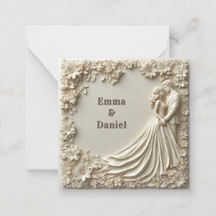 Tarjeta Pequeña 🤍 Tema de marco de boda floral marfil en capas 🤍