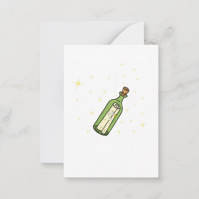Tarjeta Pequeña tema de mensaje en una botella (Anverso)