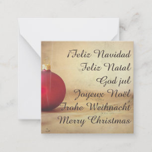 Tarjeta Pequeña tema de Navidad con bola de Navidad