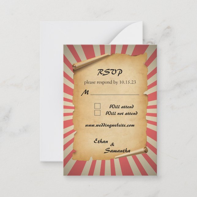 Tarjeta Pequeña Tema del circo Boda RSVP (Anverso)