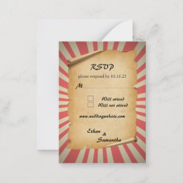 Tarjeta Pequeña Tema del circo Boda RSVP