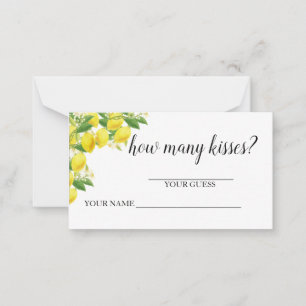 Tarjeta Pequeña Tema del limón adivina cuántos besos