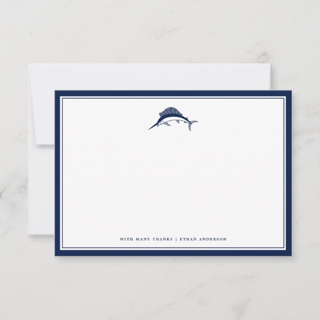 Tarjeta Pequeña Tema Náutico | Personalizado de pez espada Office  (Anverso)
