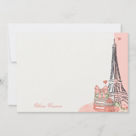 Tarjeta Pequeña Tema romántico rosado de París personalizado