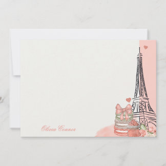 Tarjeta Pequeña Tema romántico rosado de París personalizado