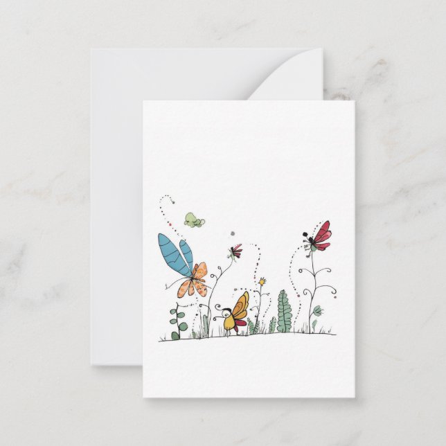 Tarjeta Pequeña temática de mariposas y hadas (Anverso)