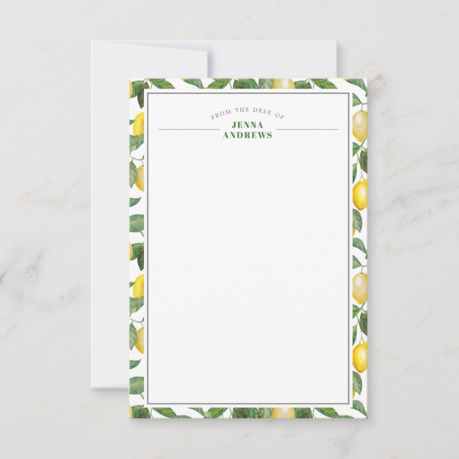 Tarjeta Pequeña Temporada de limón | Correspondencia de escritorio (Anverso)