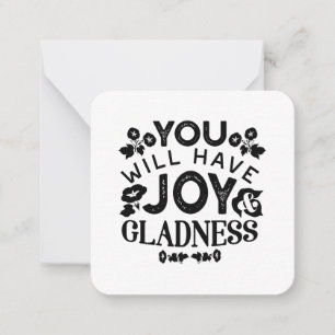 Tarjeta Pequeña Tendrás Alegría y Gozo Frase Inspiradora