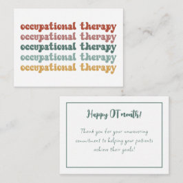 Tarjeta Pequeña Terapia ocupacional retro a estudiante escolar