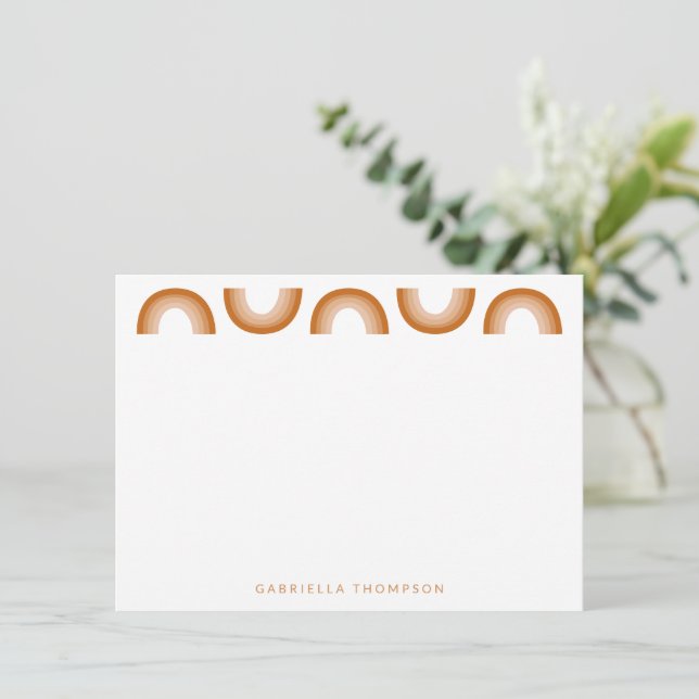 Tarjeta Pequeña Terracota arcoiris del desierto retro boho persona (Anverso de pie)