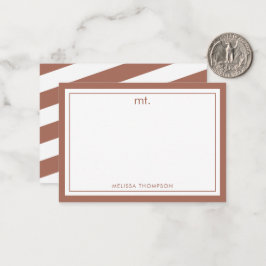 Tarjeta Pequeña Terracota Doble borde Moderno Monograma estriado
