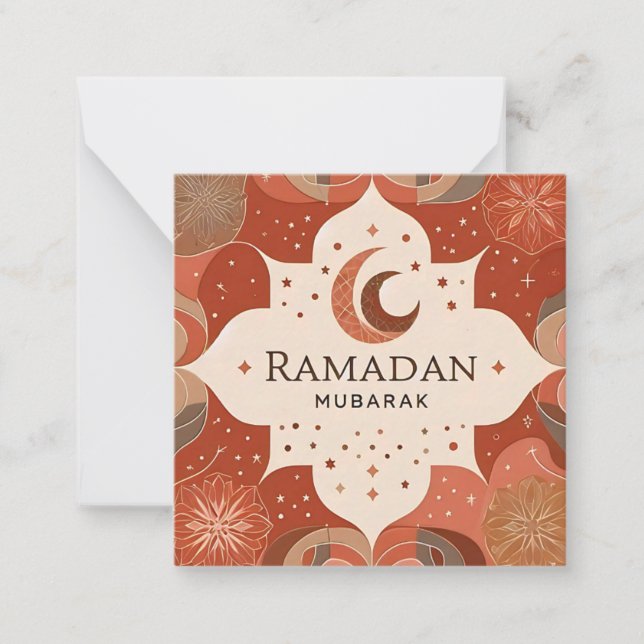 Tarjeta Pequeña Terracota Red Craft Ramadan Mubarak (Anverso)