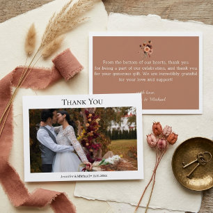 Tarjeta Pequeña Terracotta Otoño Foto Boda Agradecimiento Moderno 