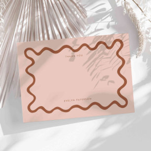 Tarjeta Pequeña Terracotta Squiggly Wavy Line Gracias