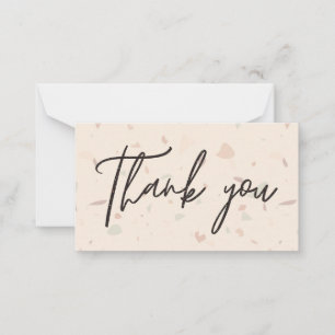 Tarjeta Pequeña Terrazzo de moda y escritura de firma Gracias