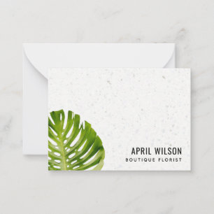 TARJETA PEQUEÑA TERRAZZO WATERCOLOR GREEN MONSTERA LEAF FOLIAGE