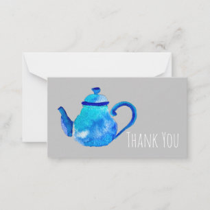 Tarjeta Pequeña Tetera azul acuarela caprichosa