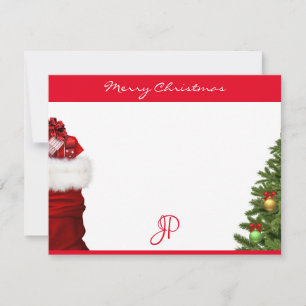 Tarjeta Pequeña Texto de Feliz Navidad Monograma Caligrafía Script