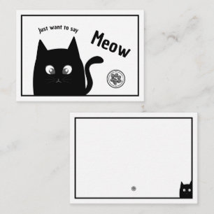 Tarjeta Pequeña Texto editable de gato negro curado
