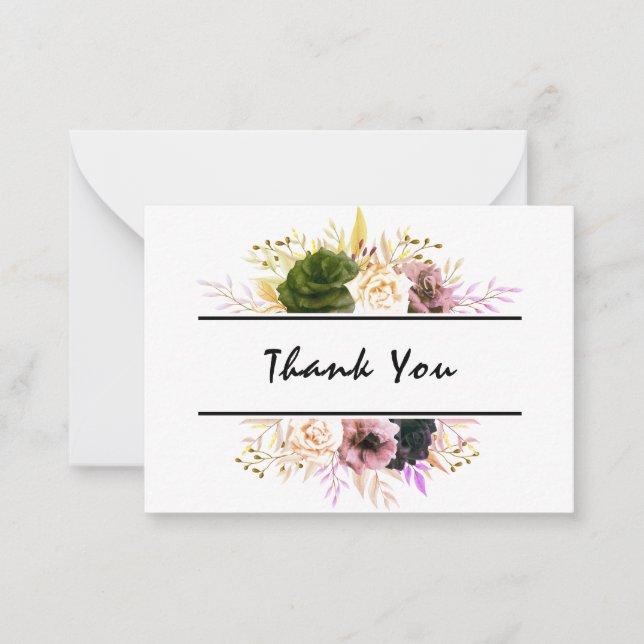 Tarjeta Pequeña Texto editable Floral Gracias, Bienvenido, hecho e (Anverso)