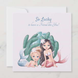 Tarjeta Pequeña texto personalizado sirenas lindas y vida marina B