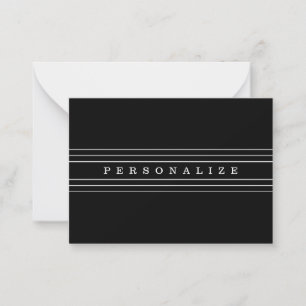 Tarjeta Pequeña Texto Personalizado y franjas modernas   Blanco y 