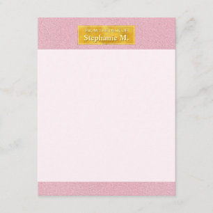 Tarjeta Pequeña Textura de cuero rosa falso con pancarta de lámina