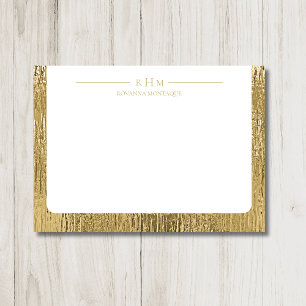 Tarjeta Pequeña Textura de oro de lujo forrada nombre tres monogra