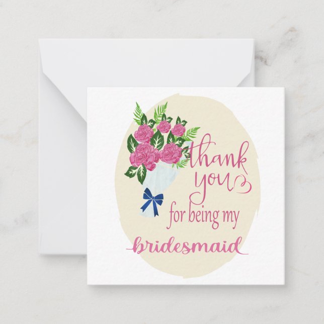 Tarjeta Pequeña Thank you Bridesmaid (Anverso)