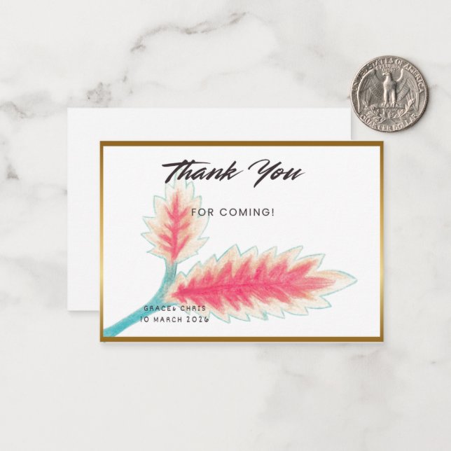 Tarjeta Pequeña Thank you card Custom thank you card gold frame th (Anverso/Reverso In Situ)