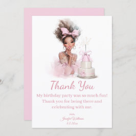 Tarjeta Pequeña  thank you happy birthday pink dress chic