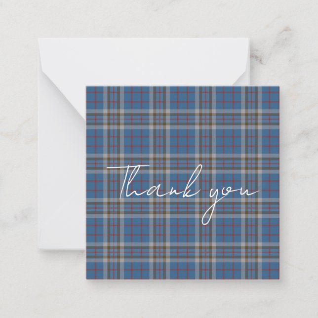 Tarjeta Pequeña Thank You Script Plaid Tartan Thompson Rustic (Anverso)