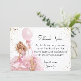 Tarjeta Pequeña  thank you sweet 16 pink dress birthday budget