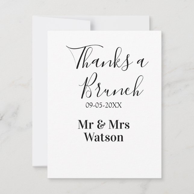 Tarjeta Pequeña Thanks a brunch post wedding name date simple  (Anverso)