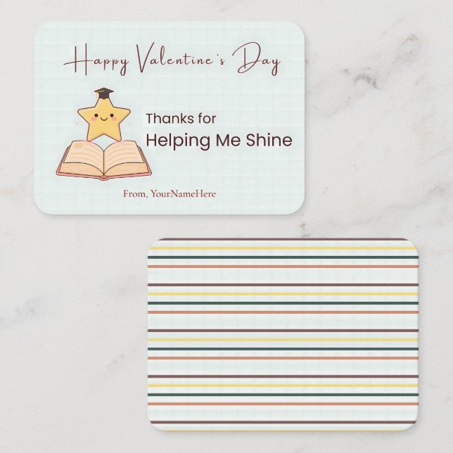 Tarjeta Pequeña Thanks for Helping Me Shine Teacher Card (Anverso / Reverso)