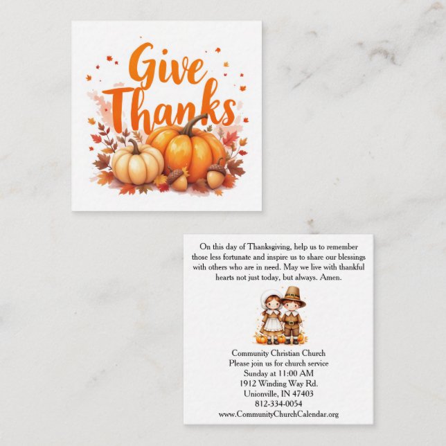 Tarjeta Pequeña Thanksgiving Food Basket Prayer Church Invitation  (Anverso / Reverso)